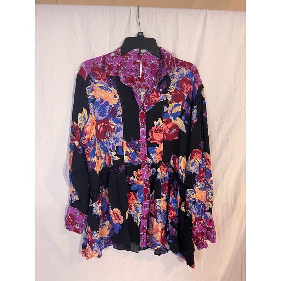Free People womens xs floral flowy top - Picture 1 of 3